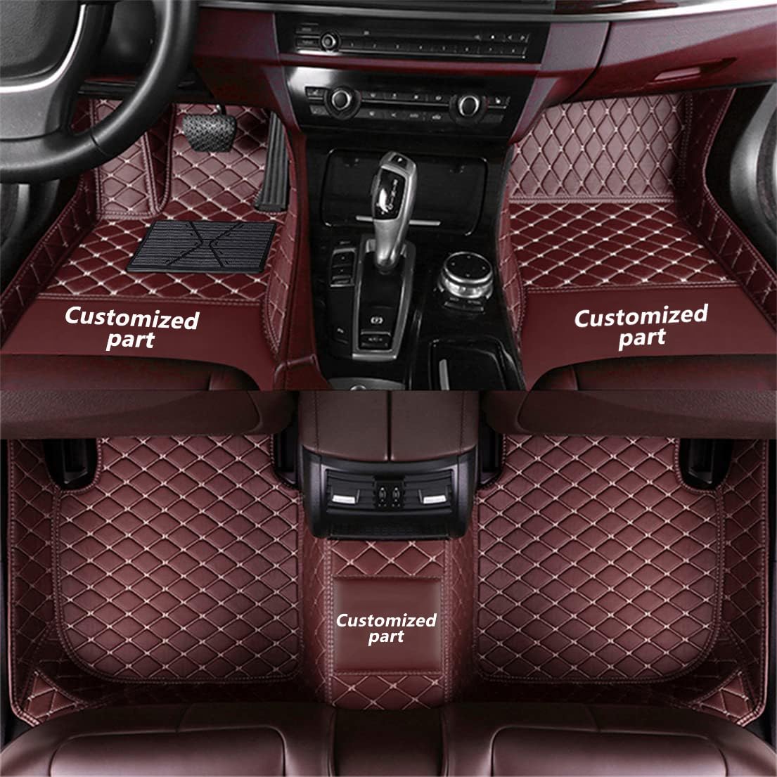 Anpassen Fußmatten für Mini Cooper One Countryman Clubman PU-Leder Auto Fussmatten Set Allwetter wasserdichte rutschfeste Teppich（Kaffee） von Blackwheel