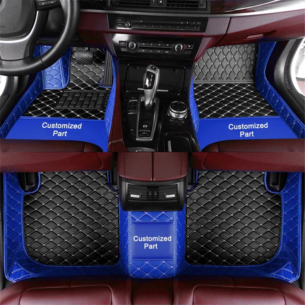 Anpassen Fußmatten für Toyota Yaris Aygo CHR Prius Camry Corolla RAV4 Hilux Auris PU-Leder Auto Fussmatten Set Allwetter wasserdichte rutschfeste Teppich（Blau und Schwarz） von Blackwheel
