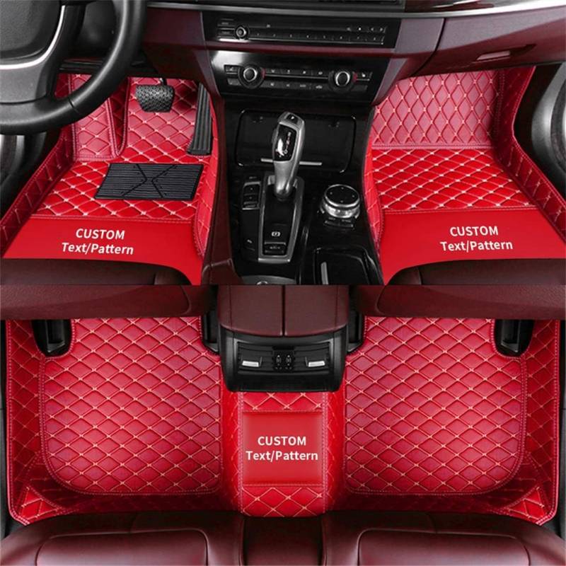 Anpassen Fußmatten für Toyota Yaris Aygo CHR Prius Camry Corolla RAV4 Hilux Auris PU-Leder Auto Fussmatten Set Allwetter wasserdichte rutschfeste Teppich（Rot） von Blackwheel
