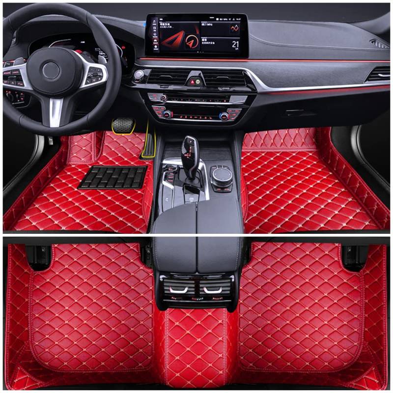 Auto Fußmatten für BMW 2 Series F45 Gran Tourer 7seat 2014-2018 Allwetter Fussmatten Innenraum Zubehör Fussmatten,Rot von Blackwheel