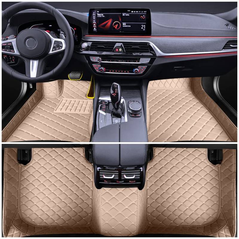 Auto Fußmatten für BMW X3 E83 2005-2010 Allwetter Fussmatten Innenraum Zubehör Fussmatten,Beige von Blackwheel