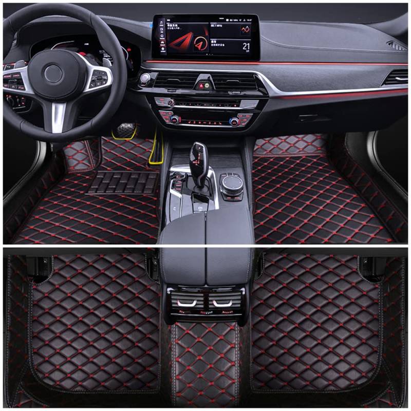 Auto Fußmatten für BMW X5 2019 Allwetter Fussmatten Innenraum Zubehör Fussmatten,Schwarz-Rot von Blackwheel