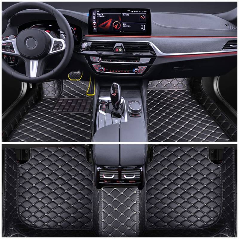 Auto Fußmatten für BMW X5 F15 5seat 2014-2018 Allwetter Fussmatten Innenraum Zubehör Fussmatten,Schwarz-Beige von Blackwheel