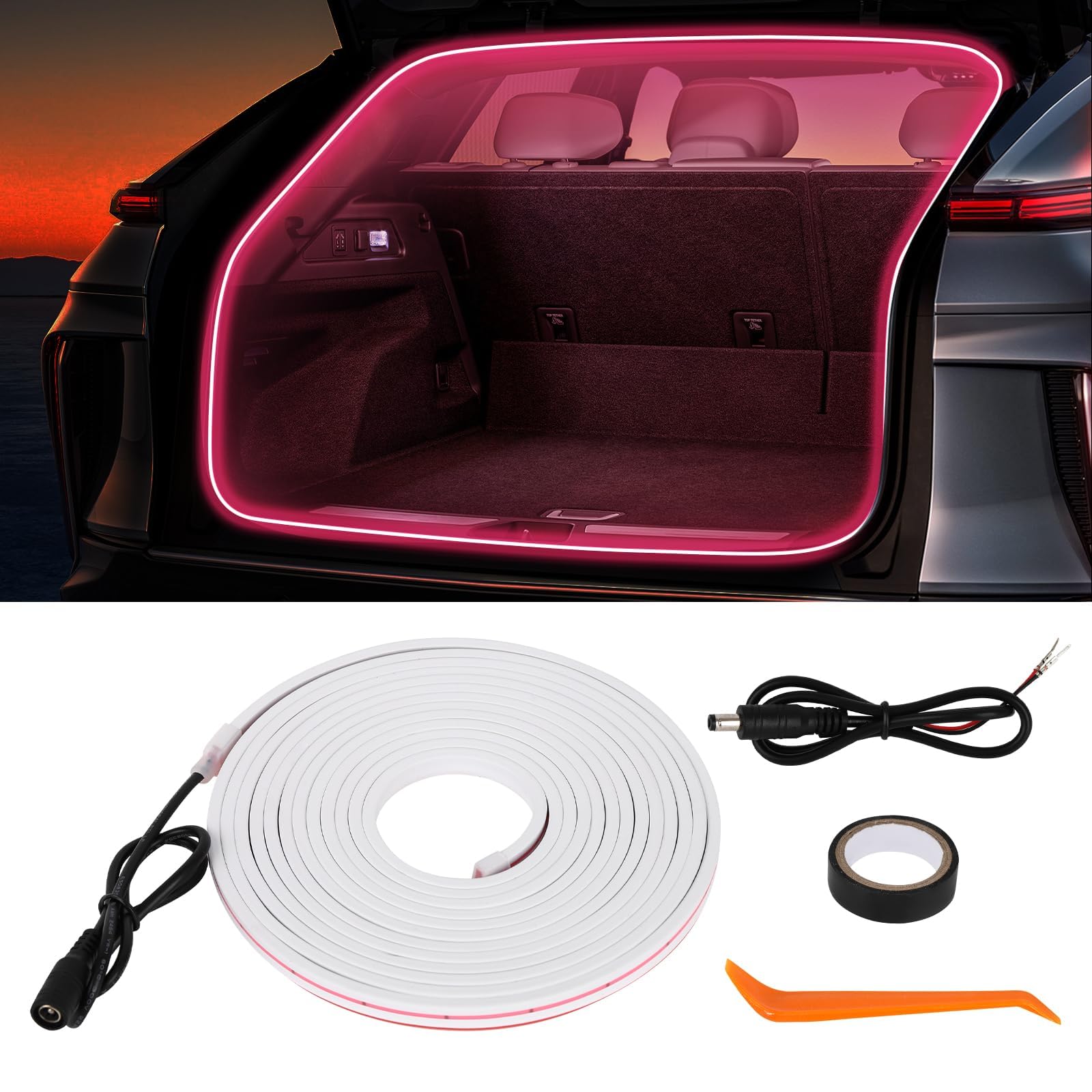 Kofferraum lichtleiste,automatischer Sensor Tail Box Light Strip,Kofferraum led Streifen,kofferraumbeleuchtung led,Dynamic Flowing car Trunk Light Strip, Passend für alle Modelle (Rot, 2m) von BlauHaus