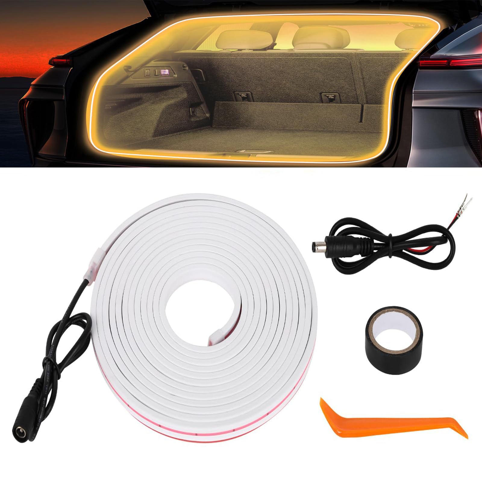 Kofferraum lichtleiste,automatischer Sensor Tail Box Light Strip,Kofferraum led Streifen,kofferraumbeleuchtung led,Dynamic Flowing car Trunk Light Strip, Passend für alle Modelle (Warme Farben, 2m) von BlauHaus