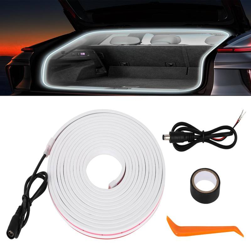 Kofferraum lichtleiste,automatischer Sensor Tail Box Light Strip,Kofferraum led Streifen,kofferraumbeleuchtung led,Dynamic Flowing car Trunk Light Strip, Passend für alle Modelle (Weiß, 4m) von BlauHaus