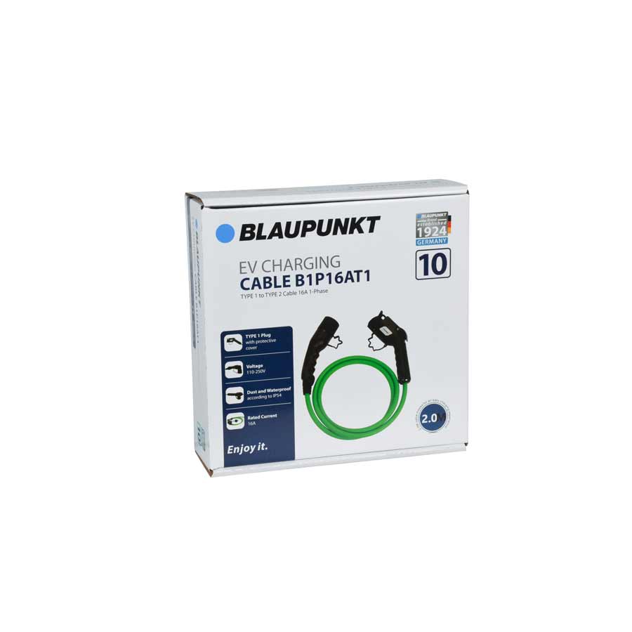 Blaupunkt E-Ladekabel B1P16AT1 N10, Typ 1, 16 A, einphasig, 3,7 kW, 2 Meter Blaupunkt E-Ladekabel B1P16AT1 N10, Typ 1, 16 A, einphasig, 3,7 kW, 2 Meter von Blaupunkt