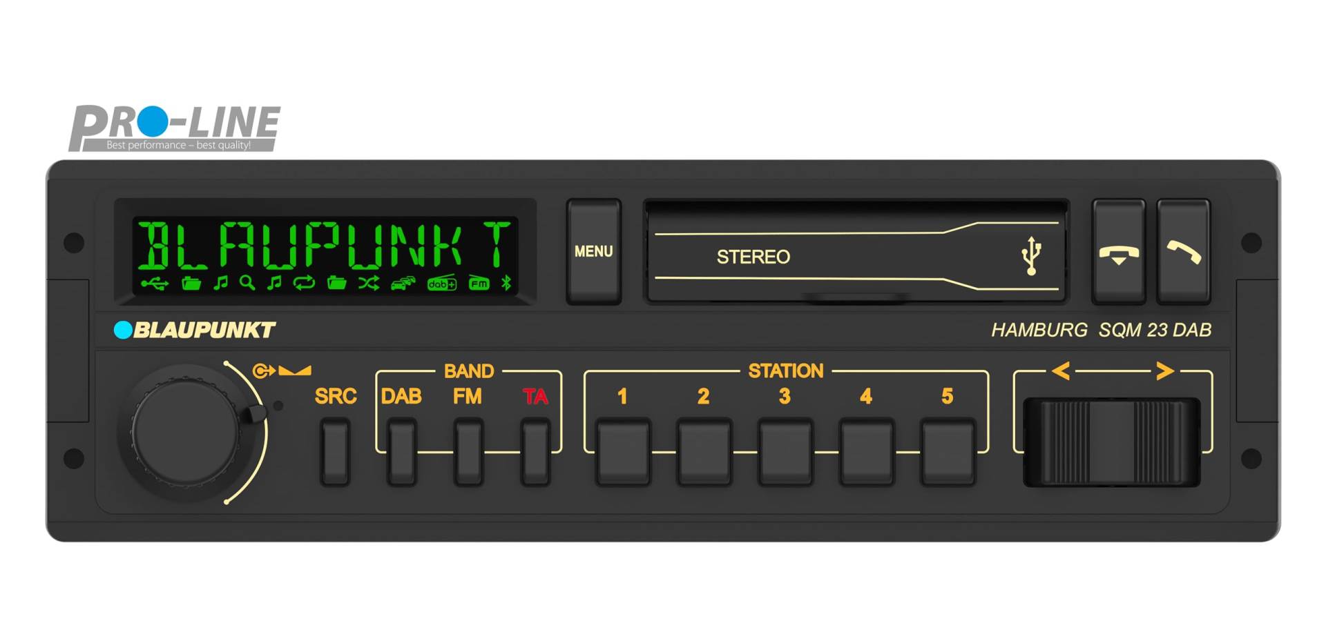 Blaupunkt Hamburg SQM 23 DAB, 1-DIN Autoradio in Youngtimer-Design, Retroradio, Vintageradio DAB+, Bluetooth, Freisprecheinrichtung, 2xUSB, Aux-Eingang, Sub-Out, Variocolour Display, 200W Blaupunkt Hamburg SQM 23 DAB, 1-DIN Autoradio in Youngtimer-Design, Retroradio, Vintageradio DAB+, Bluetooth, Freisprecheinrichtung, 2xUSB, Aux-Eingang, Sub-Out, Variocolour Display, 200W von Blaupunkt