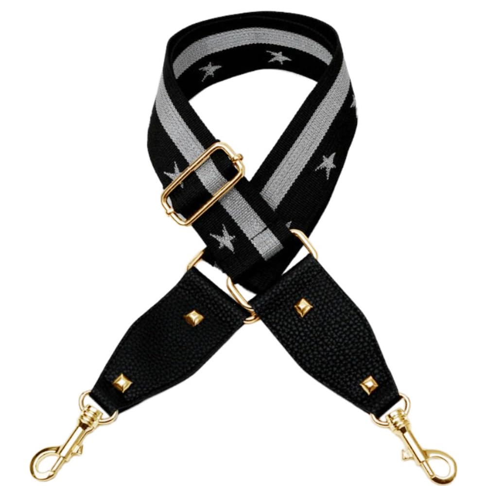 1 Stück Taschengurt,Verstellbarer Schultergurt,Breite Umhängetaschen Strap,Bunter Handtaschen,Taschengurt mit Fünfzackiger Stern,Langer Taschenband,Schulterriemen,Breit 5 cm,silberner Stern+Gold 1 Stück Taschengurt,Verstellbarer Schultergurt,Breite Umhängetaschen Strap,Bunter Handtaschen,Taschengurt mit Fünfzackiger Stern,Langer Taschenband,Schulterriemen,Breit 5 cm,silberner Stern+Gold von Blausky