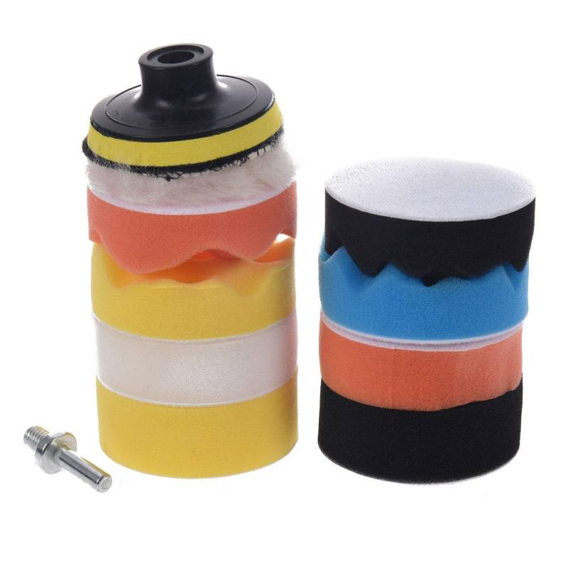 Blmirror 11-Teiliges 76-Mm-Auto-Polierset mit Schwammpolierscheibe Polierschwamm-Set für das Auto-Kit Polierwachs-Puffer-Pad von Blmirror
