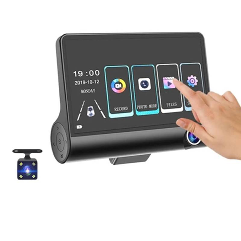 Blmirror 4-Touchscreen-Auto-DVR 1080P Dashcam Vorne Innen Rückkamera Nachtsicht-Loop-Aufnahme G-Sensor(B) von Blmirror
