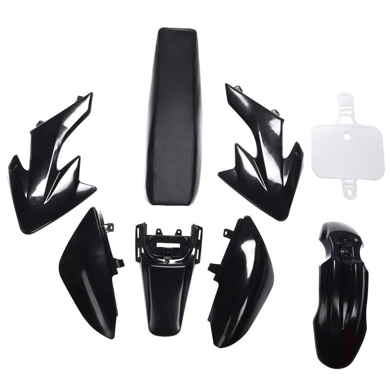 Blmirror 8 StüCke 50Cc 110Cc 125Cc 140Cc Kunststoff 4-Takt Crf50 Pit Off-Road Fahhrad Set KotflüGel Sitz - Motorrad Motorrad DIY Kits Schwarz von Blmirror