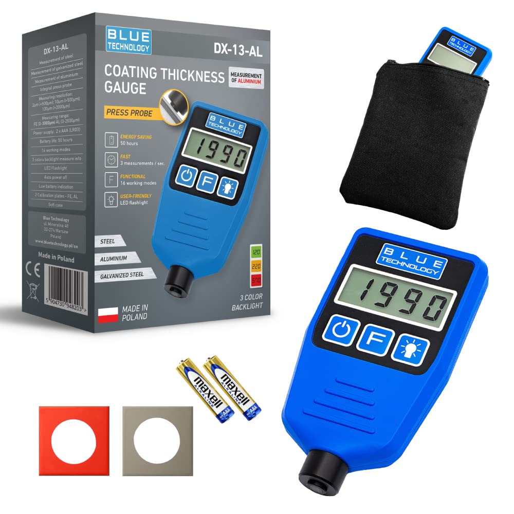 Blue Technology DX-13-AL Schichtdickenmessgerät Lackdickenmessgerät | Stahl & Aluminium | Coating thickness gauge | Lacktester für Auto | Hergestellt in EU, Blau Blue Technology DX-13-AL Schichtdickenmessgerät Lackdickenmessgerät | Stahl & Aluminium | Coating thickness gauge | Lacktester für Auto | Hergestellt in EU, Blau von Blue Technology