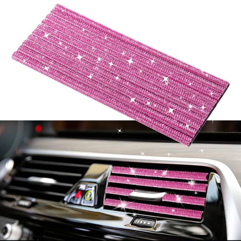 Blueshyhall 10 Stück Auto Lüftungsschlitz Dekoration Streifen Glitzer, 20 cm Bling Auto Klimaanlage Deko, Auto Innenausstattung Streifen Trim, Auto Tuning Zubehör (Rosa) von Blueshyhall