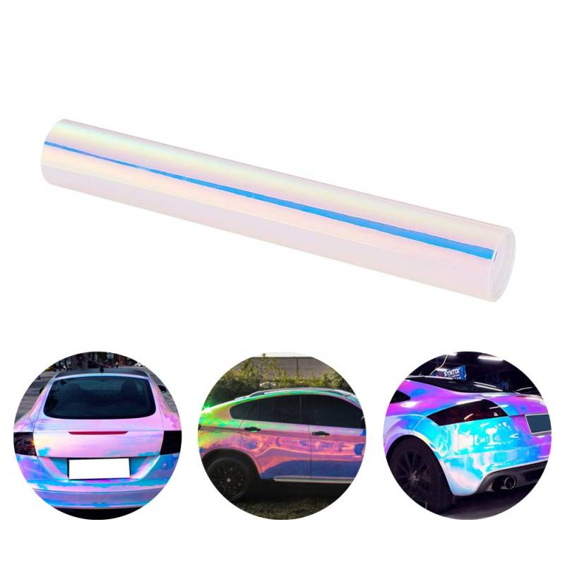 Blueshyhall 135x75CM Autofolie Chamäleon Effekt, Auto Folierung Weiß Perlmutt Glänzend, Auto Folie Regenbogeneffekt, wasserdichte Autofolie mit Selbstklebende Autoschutz Folie Vinyl Wrap von Blueshyhall
