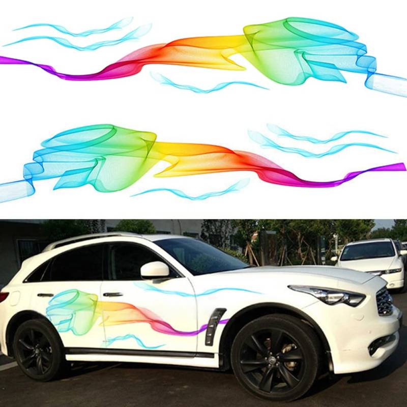 Blueshyhall Aufkleber Auto Seitenaufkleber, Farbiger Rauch Auto Aufkleber Set, Vinyl, Bunt (Farbiger Rauch Design), Glossy Vinyl, Universal von Blueshyhall