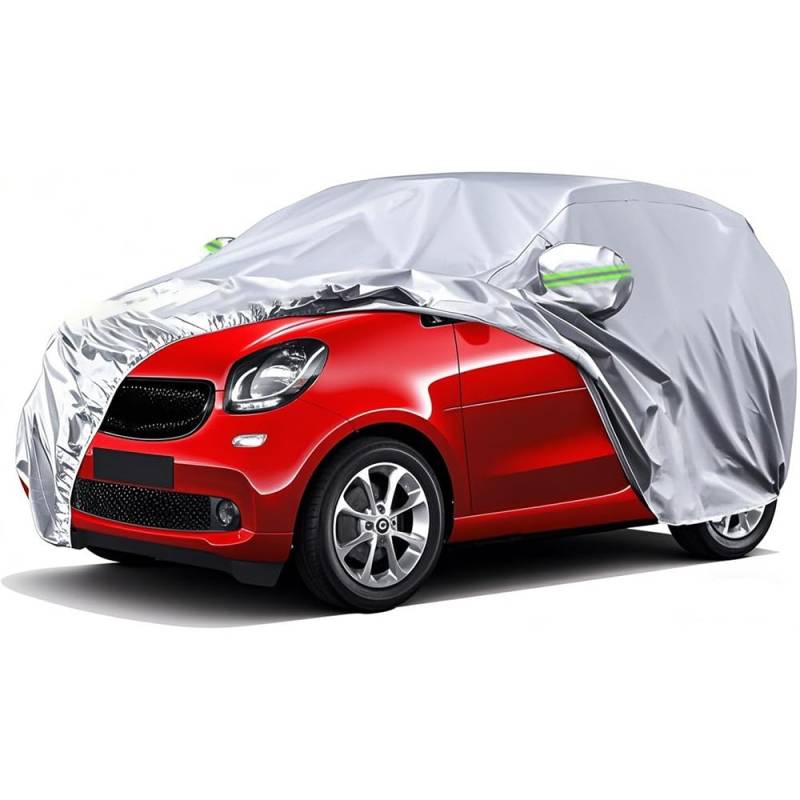 Blueshyhall Autoabdeckung Kompatibel mit S-mart Fortwo 2006-2025, Autoabdeckplane Kleinwagen aus 210T Polyester Stoff Wasserditch Sonnenschutz mit Reflektierenden Streifen, Car Cover Indoor Outdoor von Blueshyhall