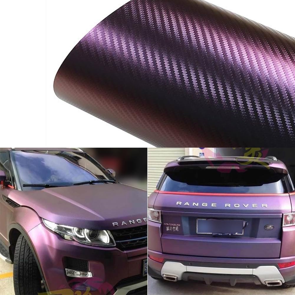 Blueshyhall Carbon Folie Auto mit Chamäleon Effekt, Auto Folierung Lila Matt, Wasserdichte Autofolie mit Selbstklebende, Autoschutzfolie Vinyl Wrap, Lackschutzfolien Auto Tuning Folie (50 x 152 cm) von Blueshyhall