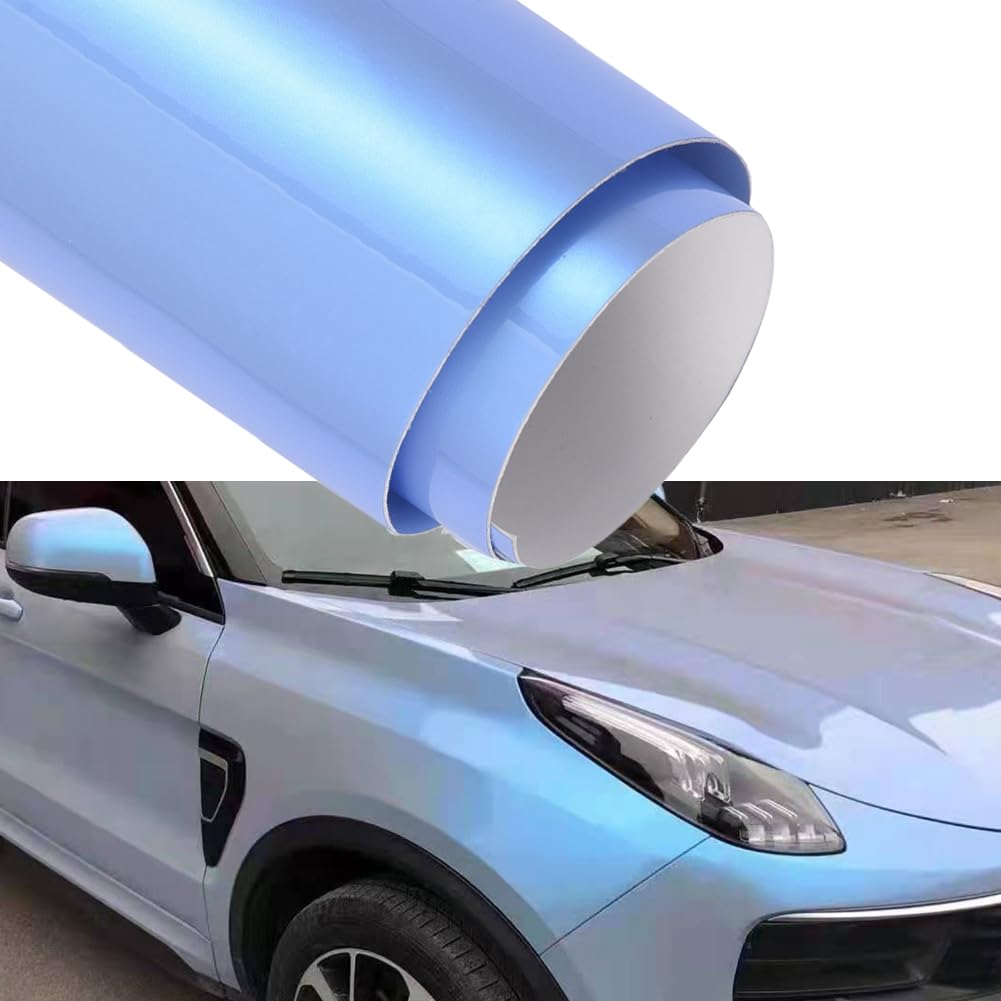 Blueshyhall Autofolie Chamäleon Effekt, Autofolie Glänzend Blau und Grau, Car Wrapping Folie Metallic, Auto Folierung mit Selbstklebend und Luftkanälen, Auto Folie Aussen Wasserfest (50 x 152 cm) von Blueshyhall