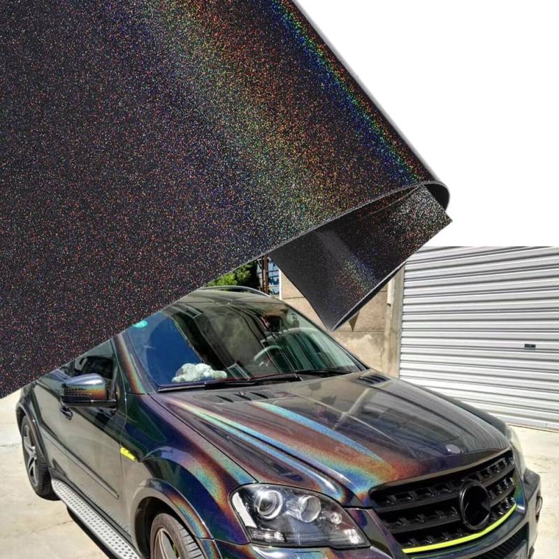 Blueshyhall Autofolie Grau Mit Regenbogen-Effekt, Car Wrapping Folie Chameleon Glanz Glitzer, Vinylfolie Auto Selbstklebend Wasserfest Außen, Car Film Wrap (75 x 152 cm) von Blueshyhall