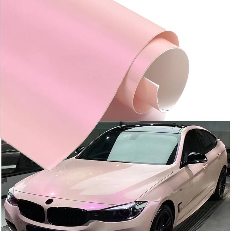 Blueshyhall Autofolie Rosa, Car Wrapping Folie Hellrosa, Wasserfest Selbstklebende Lackschutzfolie Auto Car Vinyl Film Wrap Light Pink, Auto Tuning Folierung Rosa Glitzer (100 * 152 cm) von Blueshyhall