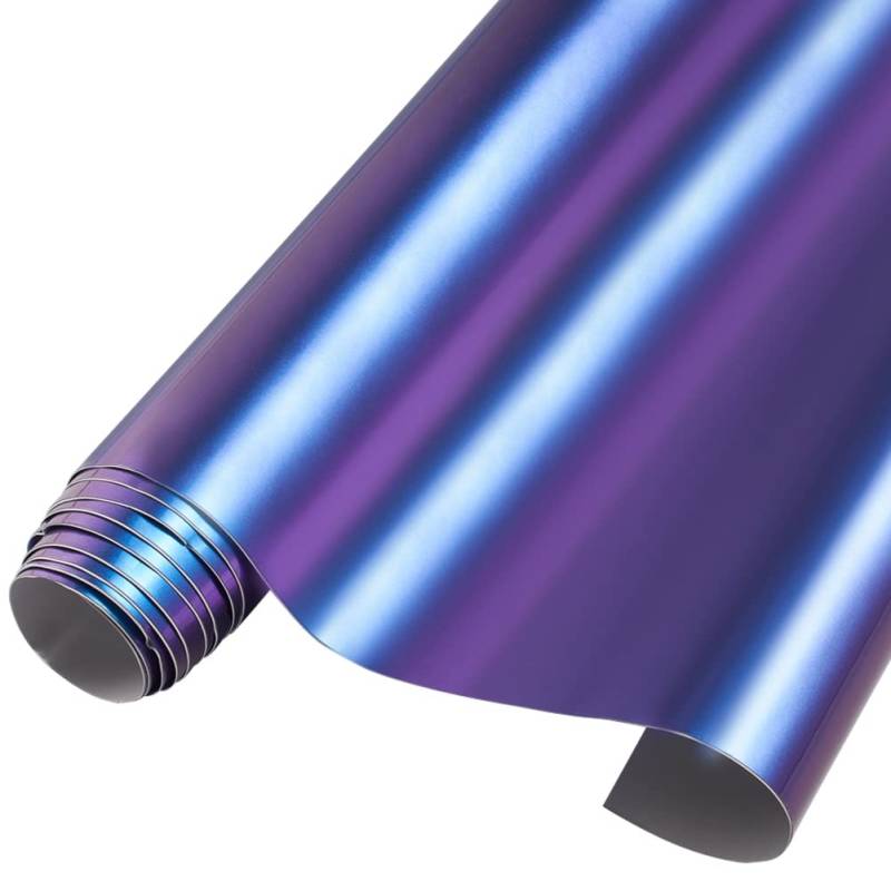 Blueshyhall Holografische Regenbogen Folierfolie, 50 x 152 cm Selbstklebend Mit Luftkanäle, Klebefolie Folieren Lila Blau, Tönungsfolie Passgenau, Metallic Folie für Auto von Blueshyhall