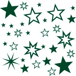 30 Stück dunkel grüne Sterne Aufkleber, Mix-Set, Fensterdekoration zu Weihnachten Fensterbild / Fensteraufkleber, Wandtattoo Deko Sticker, Autoaufkleber, Weihnachtsdekoration, Schaufenster In- und Outdoor Sternchen, Autoaufkleber 70001 von Blumenauto