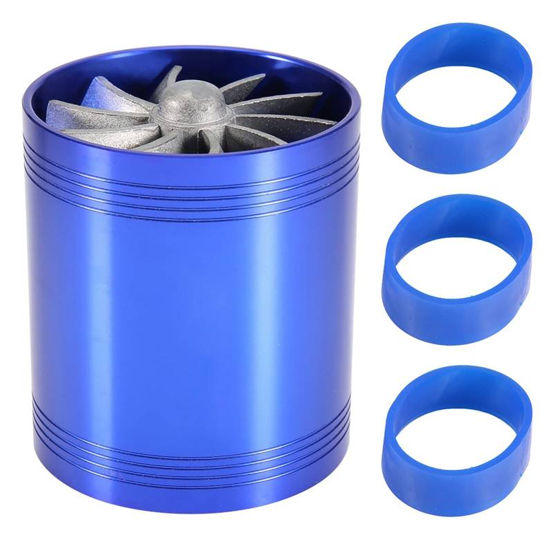 Auto Air Intake Turbonator, Universal Car Air Intake Dual Fan Turbonator Turbine Super Charger Gas Fuel Saver Turbo(Blau) von Bnineteenteam