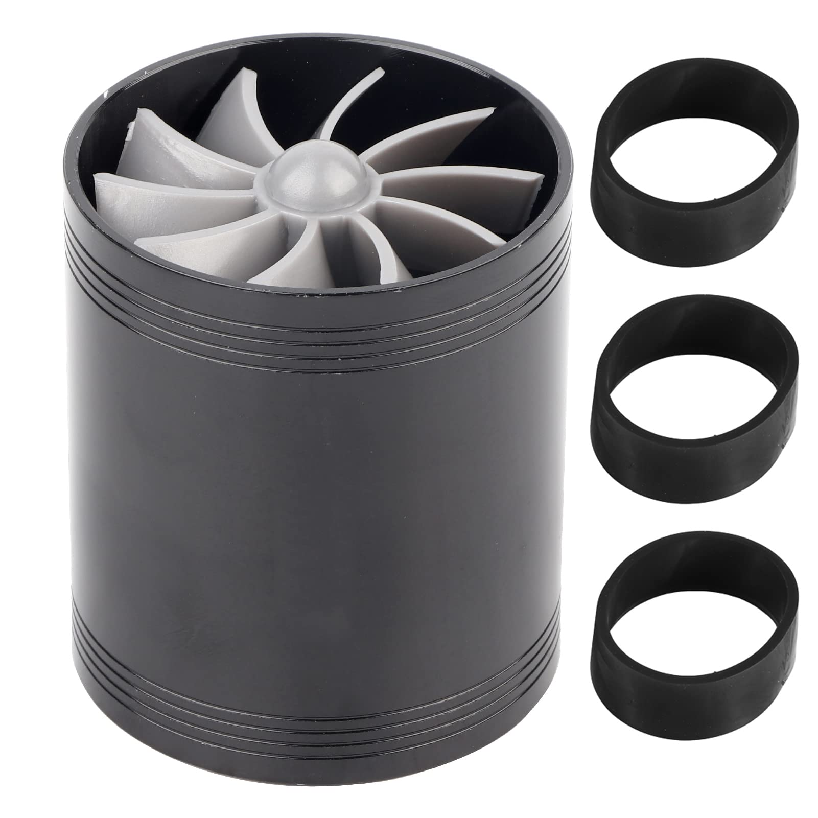 Auto Air Intake Turbonator, Universal Car Air Intake Dual Fan Turbonator Turbine Super Charger Gas Fuel Saver Turbo(Schwarz) von Bnineteenteam