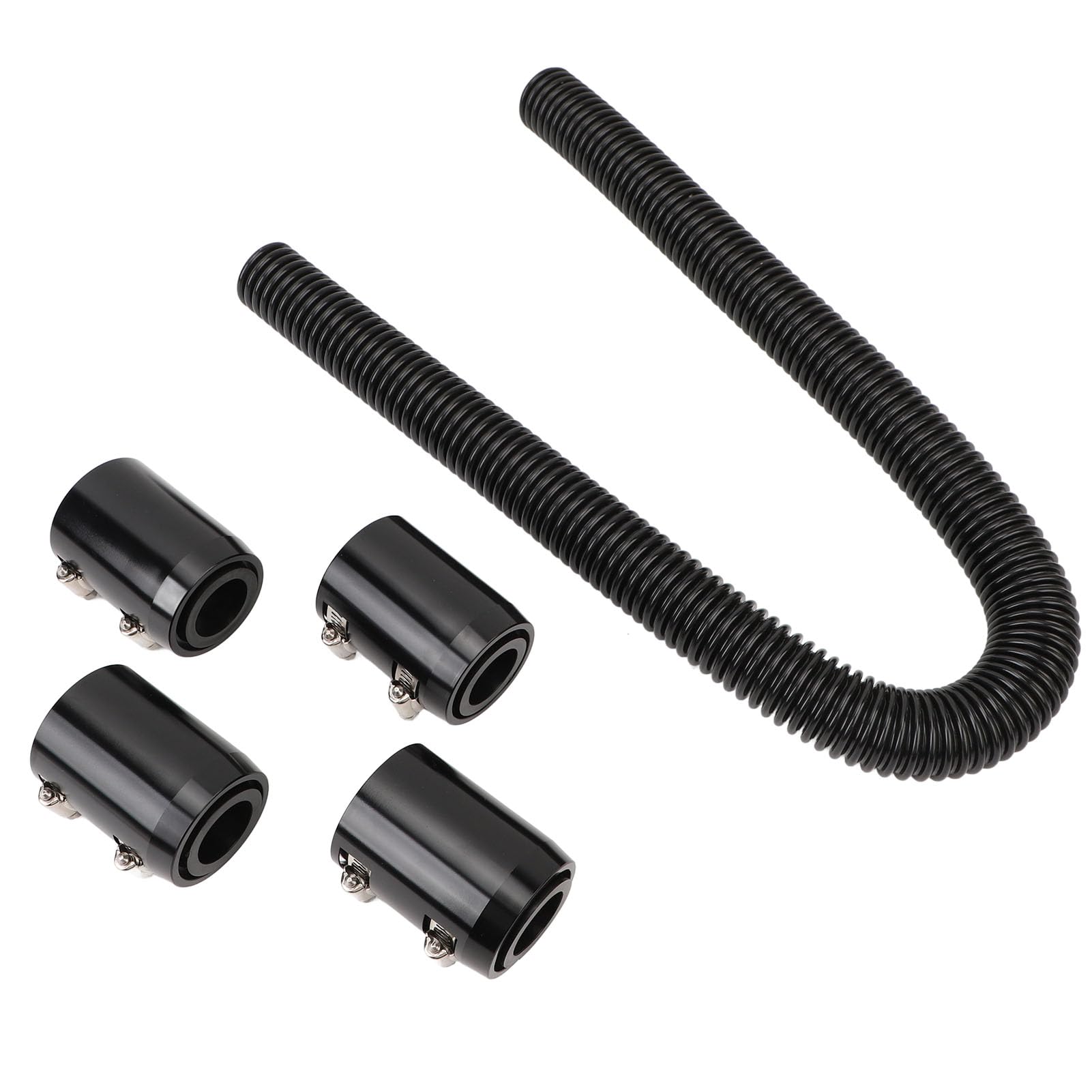 Bnineteenteam Universal-Kühlerschlauch, Kühlmittel-Kühlerschlauch, 91,4 cm, Flexibles Edelstahl-Wasserschlauch-Set für 1 1/4 Zoll, 1 1/2 Zoll, 1 3/4 Zoll, 1 5/8 Zoll Kühlerhälse (Black) von Bnineteenteam