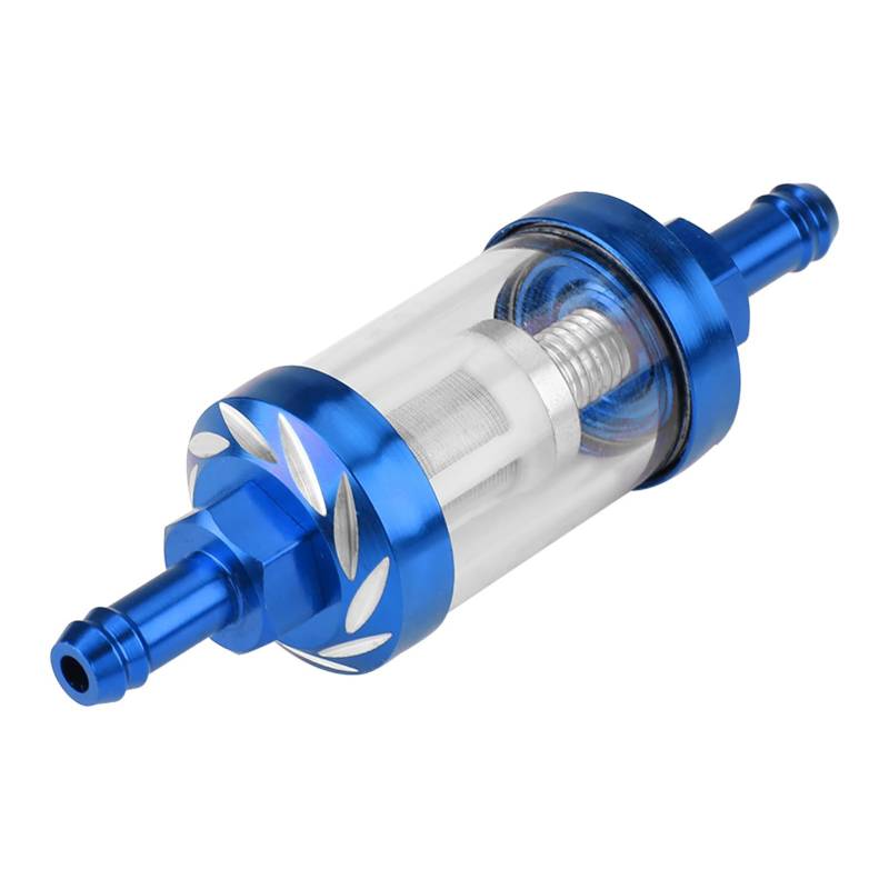 Inline-Ölfilter, Metall Glas Inline Gas Öl Kraftstoff Filter 8mm Gewinde Ersatz für (BLUE) von Bnineteenteam