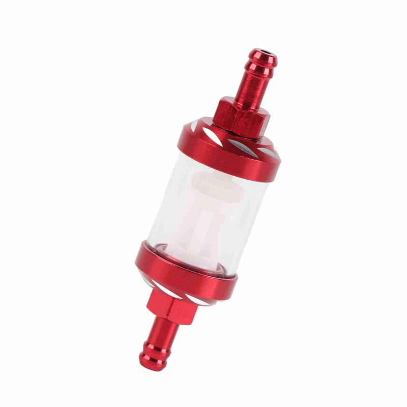 Inline-Ölfilter, Metall Glas Inline Gas Öl Kraftstoff Filter 8mm Gewinde Ersatz für (Rot) von Bnineteenteam