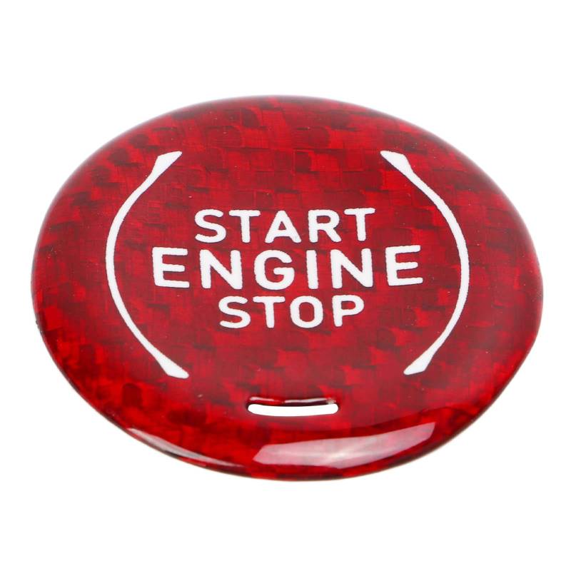 Zündschalter-Knopf-Abdeckungs-Verkleidung, Auto-Motor-Start-Stopp-Knopf-Abdeckungs-Verkleidungs-Kohlefaser-Ersatz für Corvette C8 ab 2020(Rot) von Bnineteenteam