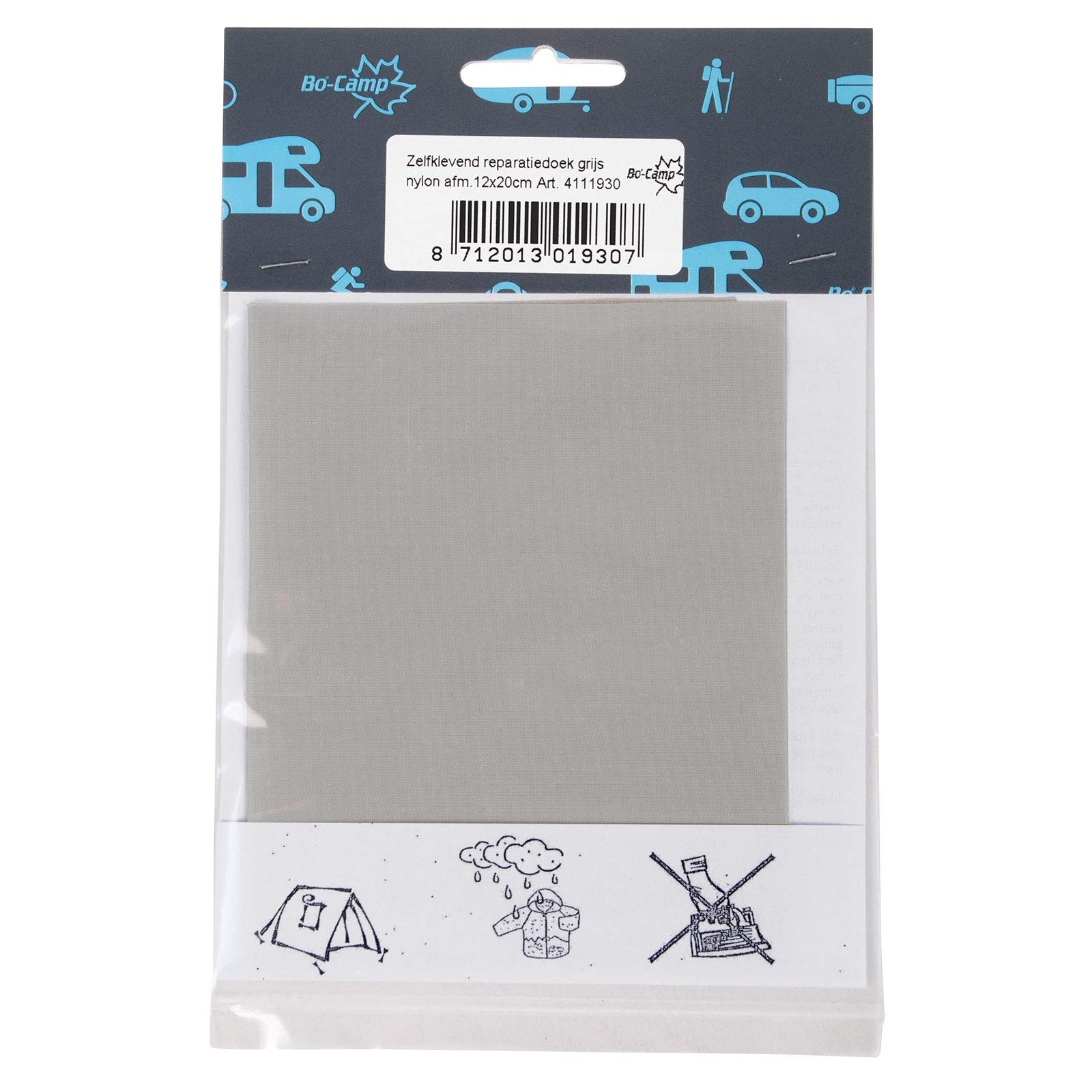 Bo-Camp Zelt Reparatur Set Nylon Tarp Flicken Stoff Band Flickset Selbstklebend Grau von Bo-Camp