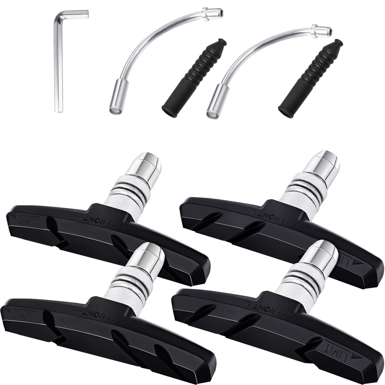 2 Paar V Fahrrad Bremsbeläge mit Sechskantmutter und Abstandhalter V Fahrrad Bremsklötze Set 70 mm EIN L Werkzeug und 2 Stück Bremse Nudel Kabelführungsrohr Gummi Stiefel Fahrrad Reiten Set (Black) 2 Paar V Fahrrad Bremsbeläge mit Sechskantmutter und Abstandhalter V Fahrrad Bremsklötze Set 70 mm EIN L Werkzeug und 2 Stück Bremse Nudel Kabelführungsrohr Gummi Stiefel Fahrrad Reiten Set (Black) von Boao
