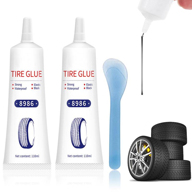 Bocguy Reifenkleber, 120ML Gummikleber, Reifendichtmittel, Reifenreparatur Kleber mit Schaber für Fahrrad, Motorrad, Autoreifen Schnelle Reparatur von Reifenrissen Löcher und Abblättern von Bocguy