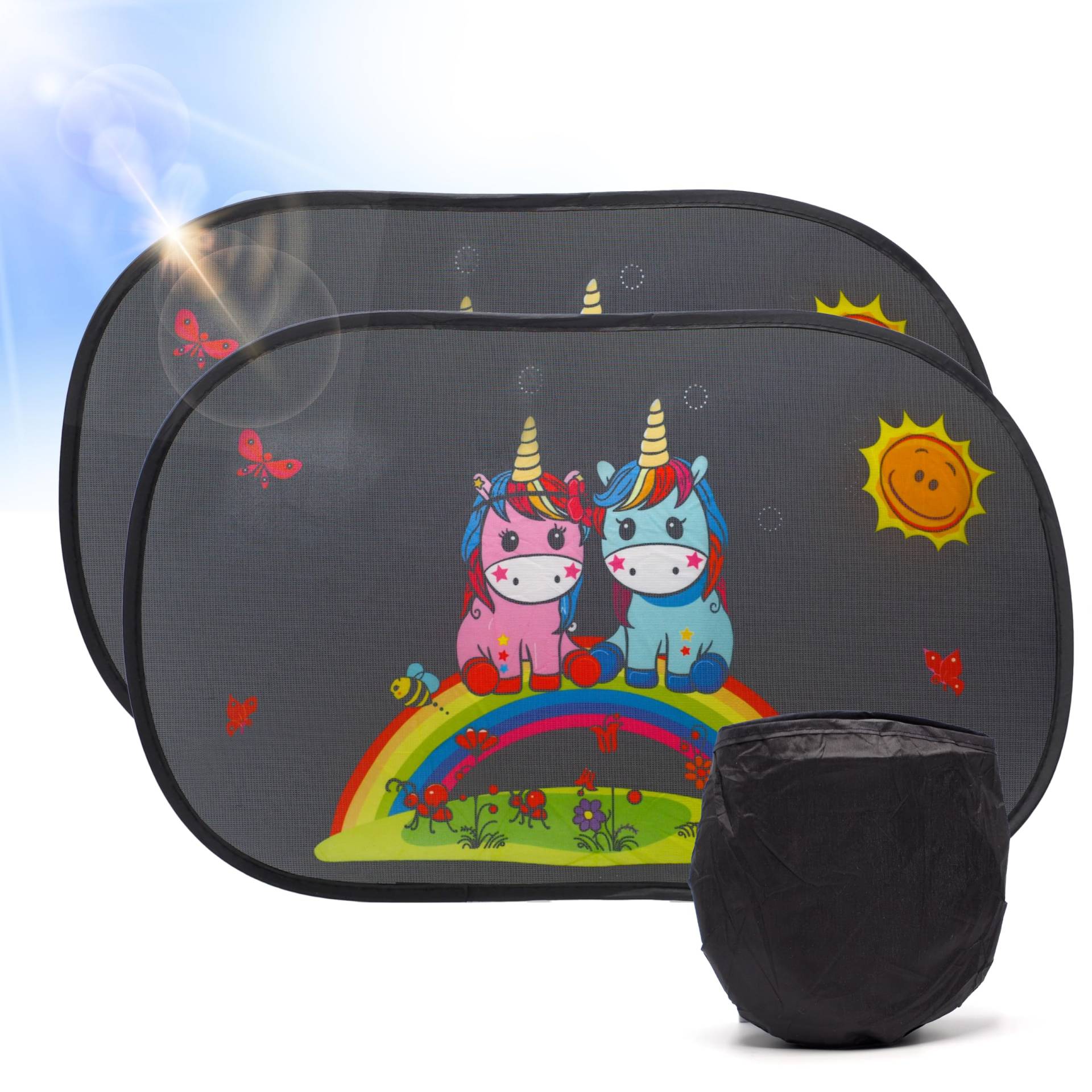 Set mit 2 Sonnenblenden für Auto, Kinder, 51 x 31 cm, Sonnenschutz für Auto und Kinder, UV-Schutz, selbstklebend, universal, Autofenster, Einhorn-Design, Paar Set mit 2 Sonnenblenden für Auto, Kinder, 51 x 31 cm, Sonnenschutz für Auto und Kinder, UV-Schutz, selbstklebend, universal, Autofenster, Einhorn-Design, Paar von Bodega