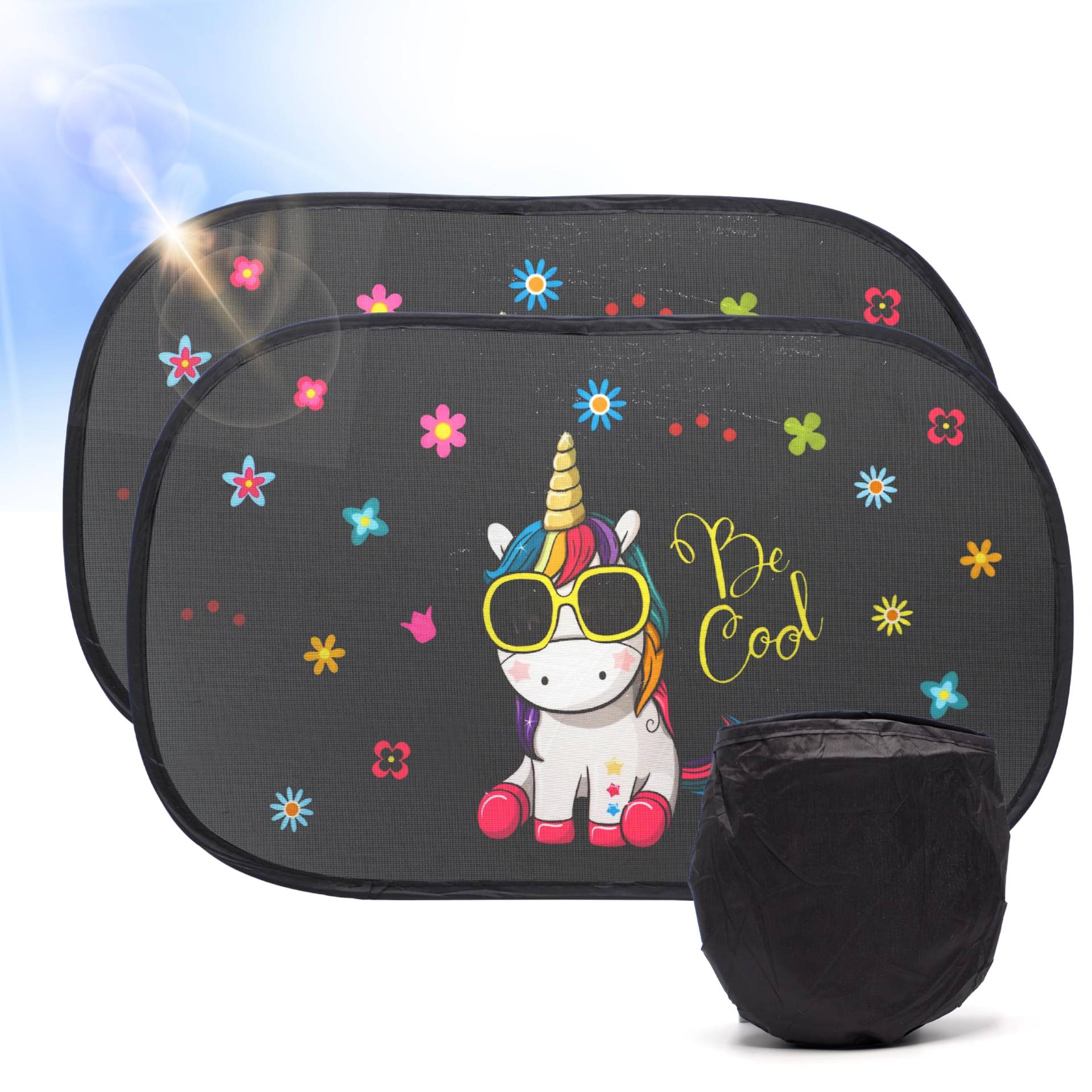 Set mit 2 Sonnenblenden für Auto, Kinder, 51 x 31 cm, Sonnenschutz für Auto und Kinder, UV-Schutz garantiert, Verdunkelung für Autofenster, selbstklebend, universal, Design Einhorn Set mit 2 Sonnenblenden für Auto, Kinder, 51 x 31 cm, Sonnenschutz für Auto und Kinder, UV-Schutz garantiert, Verdunkelung für Autofenster, selbstklebend, universal, Design Einhorn von Bodega