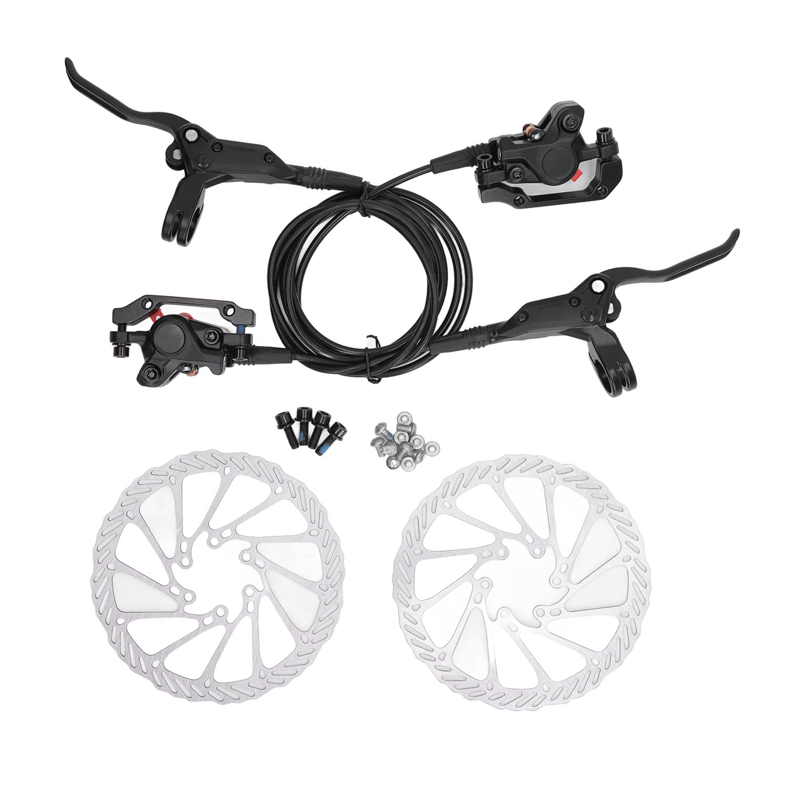2pcs Electric Hydraulic Disc Brakes Set, 4 Piston Front Rear Oil Pressure Disc Brake Kit, Fast Oil Replenishment, Lightweight Stamped Forged Handles, Heat Dissipation 2pcs Electric Hydraulic Disc Brakes Set, 4 Piston Front Rear Oil Pressure Disc Brake Kit, Fast Oil Replenishment, Lightweight Stamped Forged Handles, Heat Dissipation von Bognajin