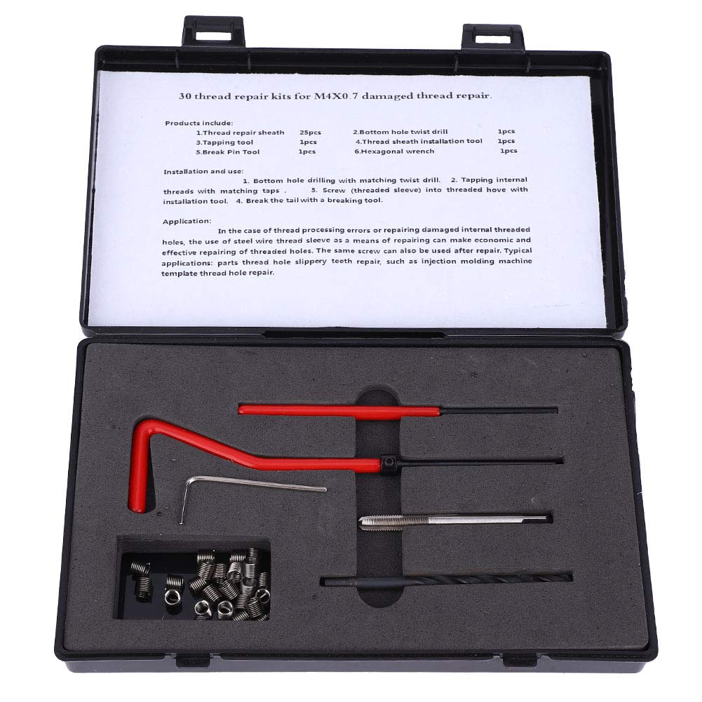 Bognajin 30Pcs M4x0.7 Thread Repair Kit, Stainless Steel Twisted Drill, Tap Wrench, Threaded Insert Tool for Fast and Convenient Threaded Hole Conversion Bognajin 30Pcs M4x0.7 Thread Repair Kit, Stainless Steel Twisted Drill, Tap Wrench, Threaded Insert Tool for Fast and Convenient Threaded Hole Conversion von Bognajin