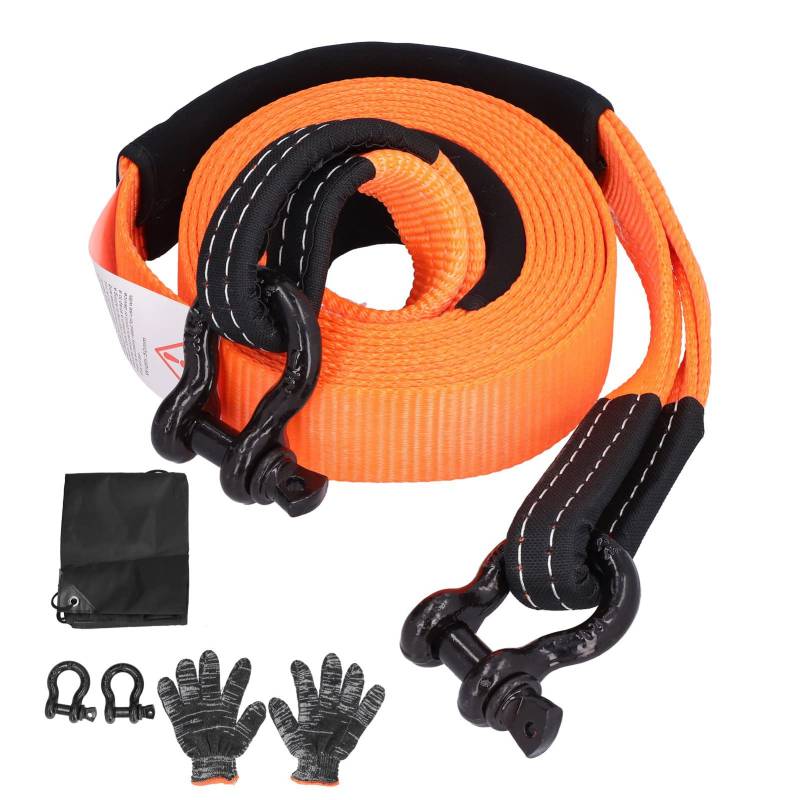Durably 5m Polyester Tow Rope, 5 Ton Carrying Capacity, ‑ Recovery Pull Strap, to Ageing and Sunlight, for Trailering and (Orange) von Bognajin