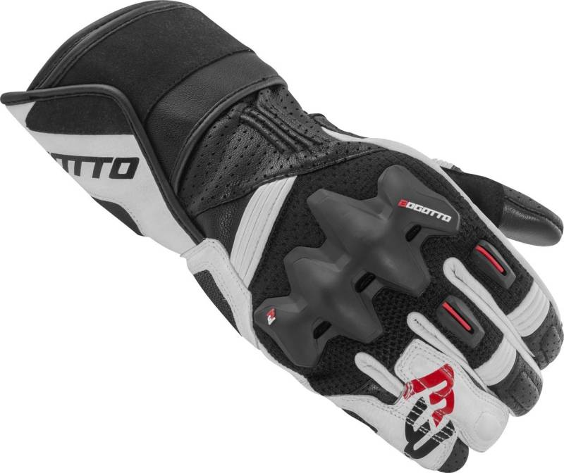 Bogotto Alton perforierte Motorrad Handschuhe, schwarz/weiß, XL von Bogotto
