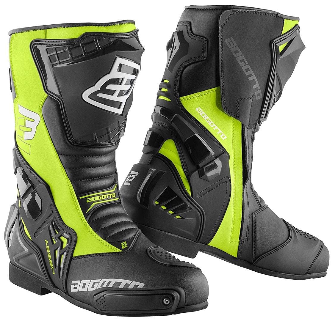 Bogotto Assen Motorradstiefel, schwarz/neon-gelb, 46 Bogotto Assen Motorradstiefel, schwarz/neon-gelb, 46 von Bogotto
