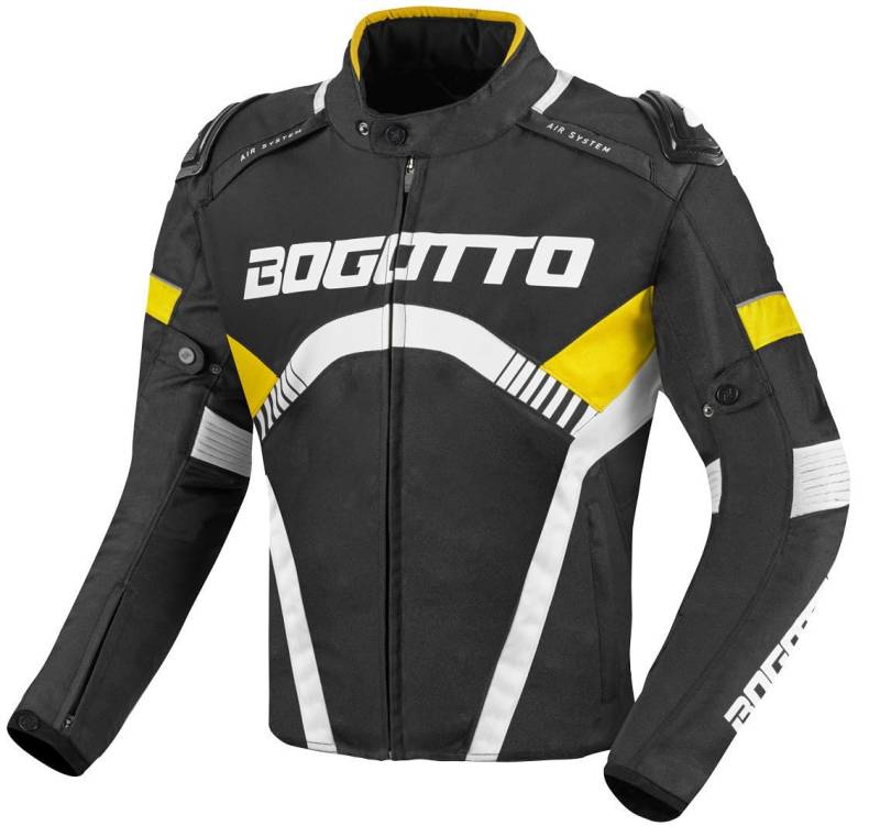 Bogotto Boomerang Wasserdichte Motorrad Textil Jacke, schwarz/gelb, XL von Bogotto
