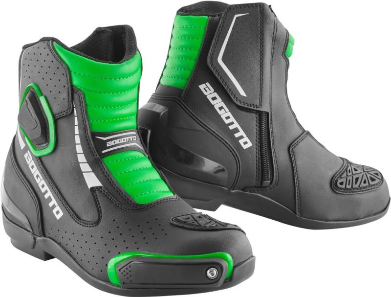 Bogotto Cartagena perforierte Motorrad Stiefel, schwarz/grün, 44 von Bogotto