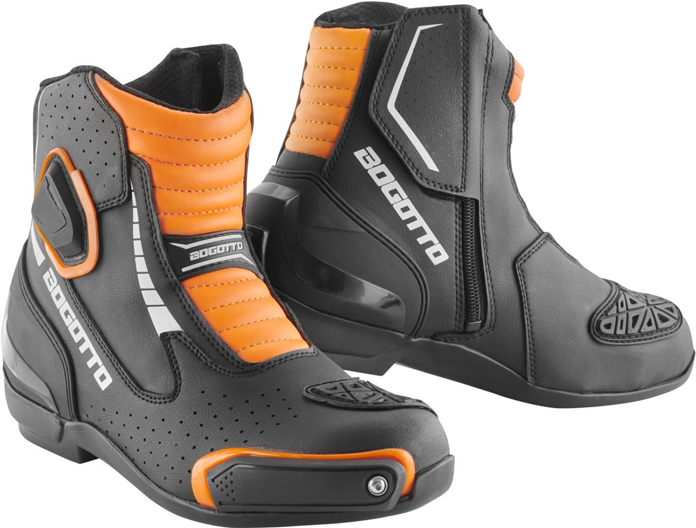 Bogotto Cartagena perforierte Motorrad Stiefel, schwarz/orange, 48 Bogotto Cartagena perforierte Motorrad Stiefel, schwarz/orange, 48 von Bogotto