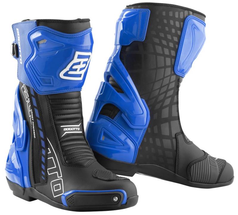 Bogotto Donington Motorrad Stiefel, schwarz/blau, 43 von Bogotto