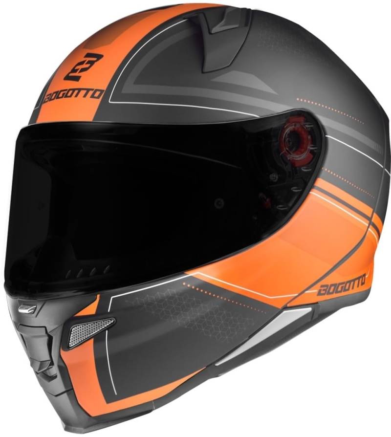 Bogotto FF110 Cinder Helm, schwarz matt/orange, 2XL von Bogotto