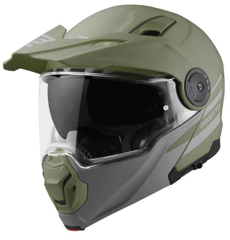Bogotto FG-102 Duo Fiberglas Klapphelm, grün matt, 2XL von Bogotto