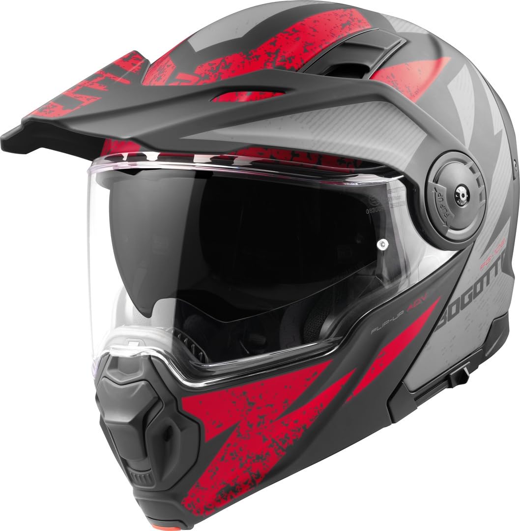 Bogotto FG-102 Safari Fiberglas Enduro Klapphelm, schwarz matt/grau/rot, M Bogotto FG-102 Safari Fiberglas Enduro Klapphelm, schwarz matt/grau/rot, M von Bogotto